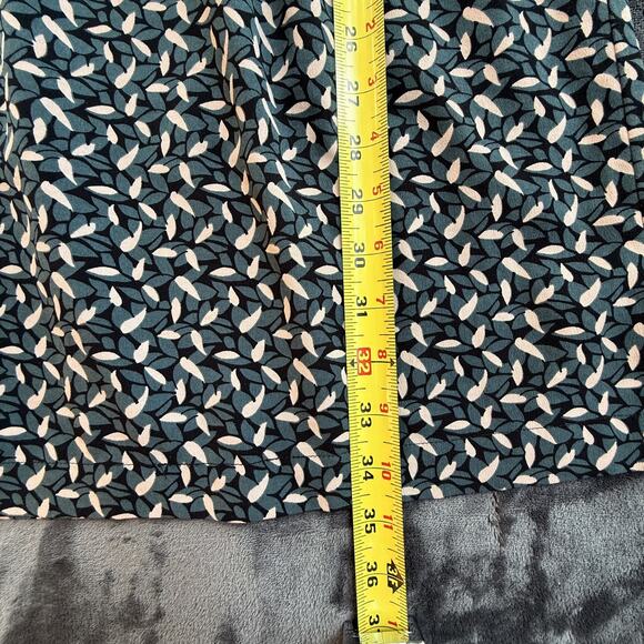 LOFT Dress Womens‎ Small Leaf Print Short Sleeve Belted Knee Length Polyester - Picture 9 of 12